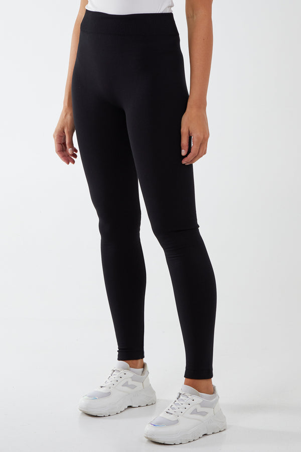 qed london Ribbed Waistband Fleece Lined Legging