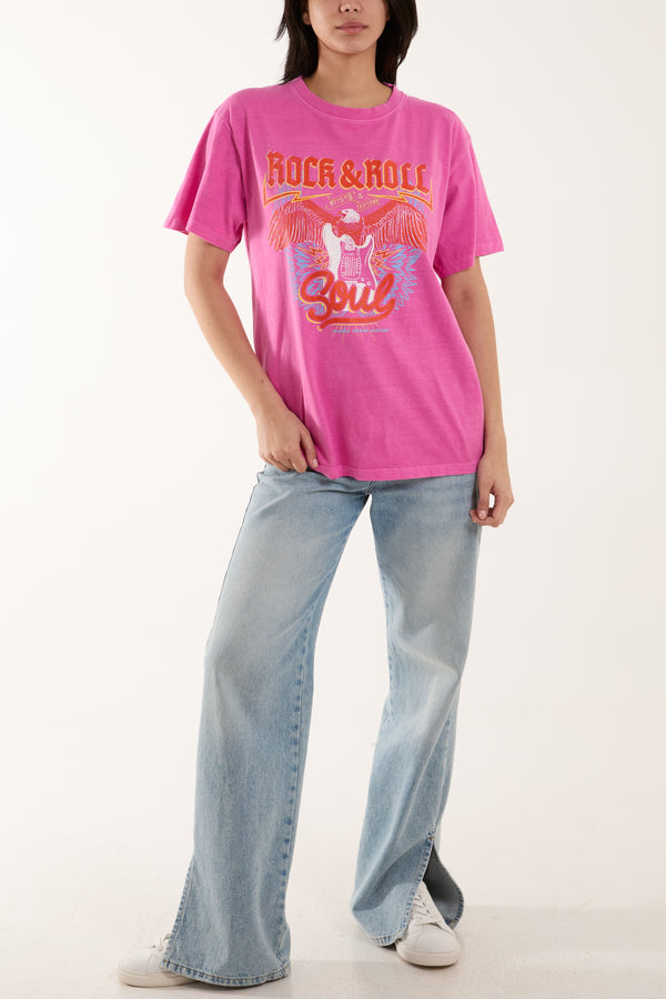 Qed London Rock & Roll Print T-Shirt