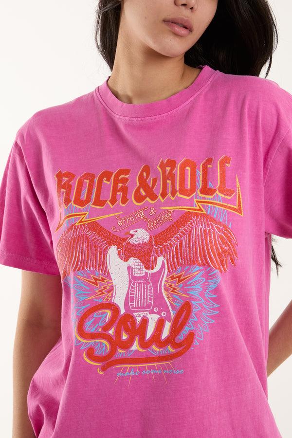 Qed London Rock & Roll Print T-Shirt