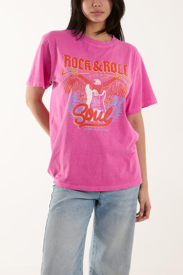 qed london Rock & Roll Print T-Shirt