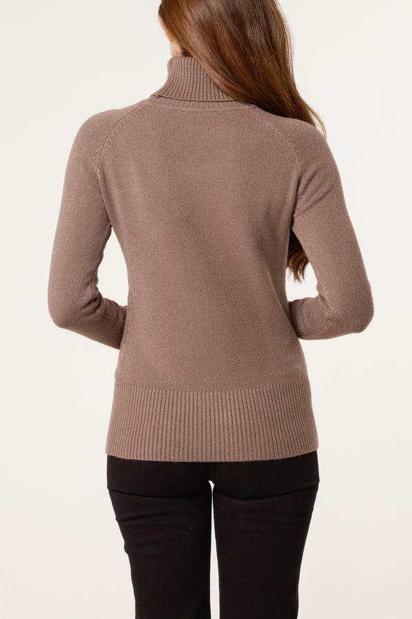 Qed London Roll Neck Button Cuff Jumper