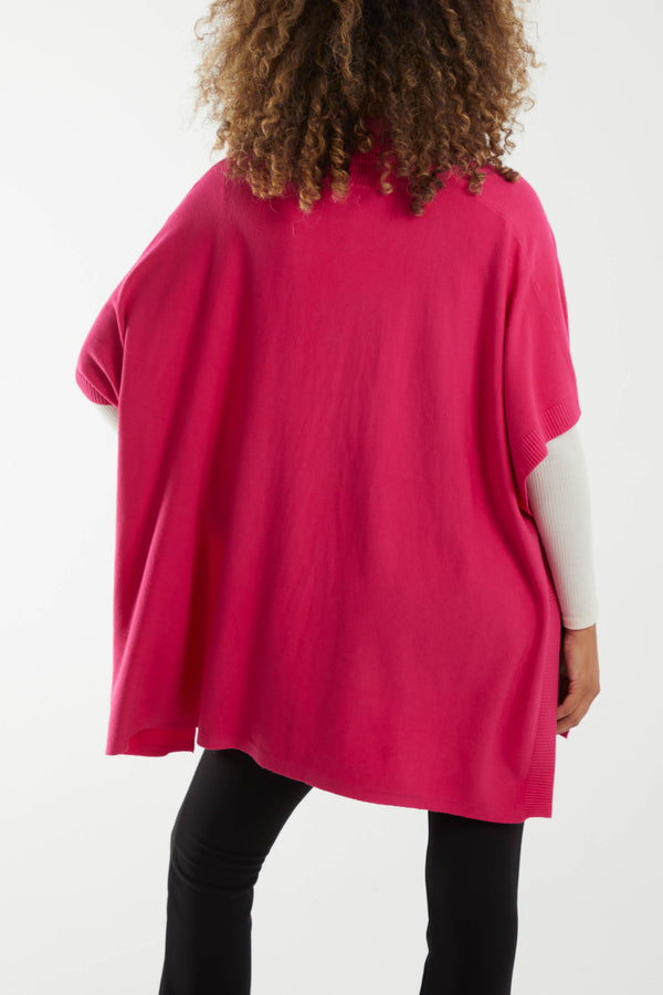 Qed London Roll Neck Button Detail Poncho