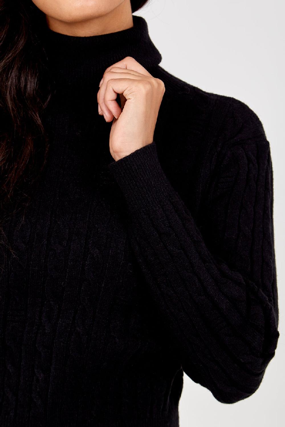 Qed London Roll Neck Cable Knit & Shorts Co-Ord Set