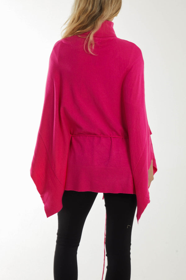 Qed London Roll Neck Drawstring Oversized Poncho