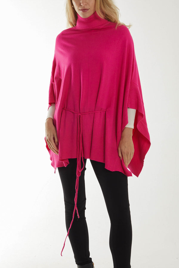 Qed London Roll Neck Drawstring Oversized Poncho
