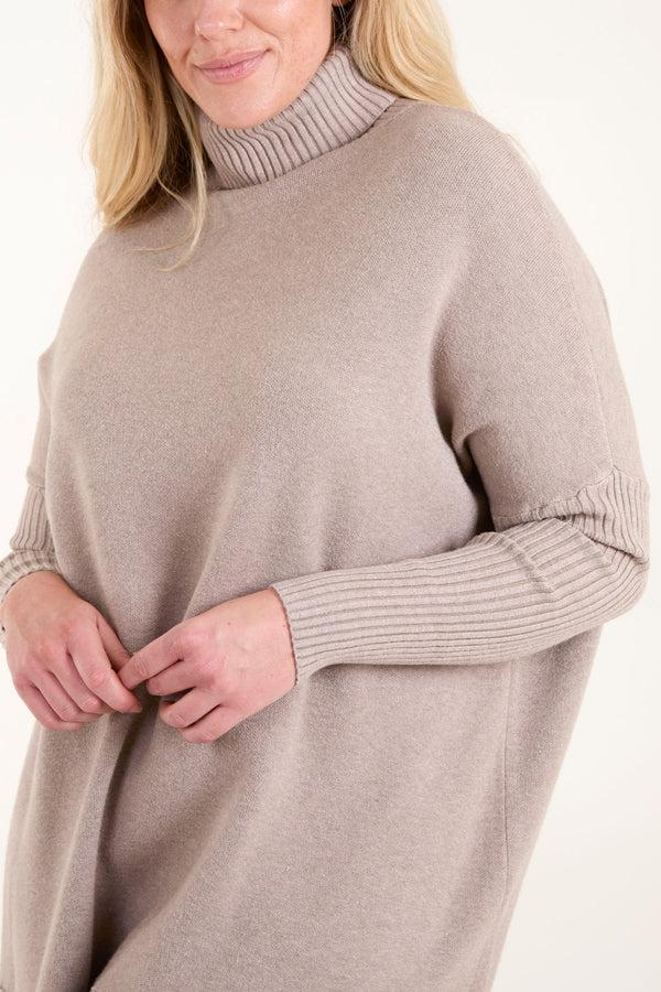 Qed London Roll Neck Fringe Hem Jumper