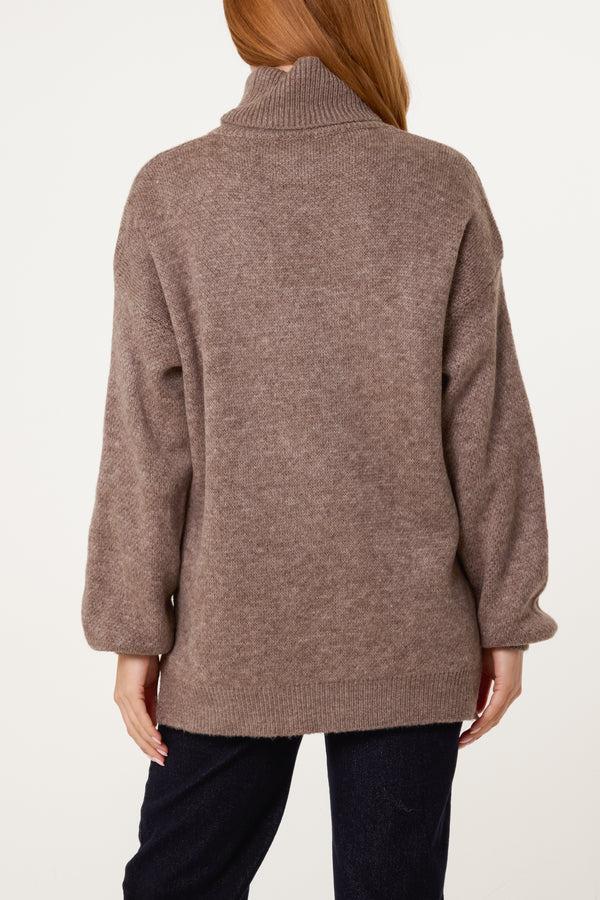 Qed London Roll Neck Geometric Pattern Jumper