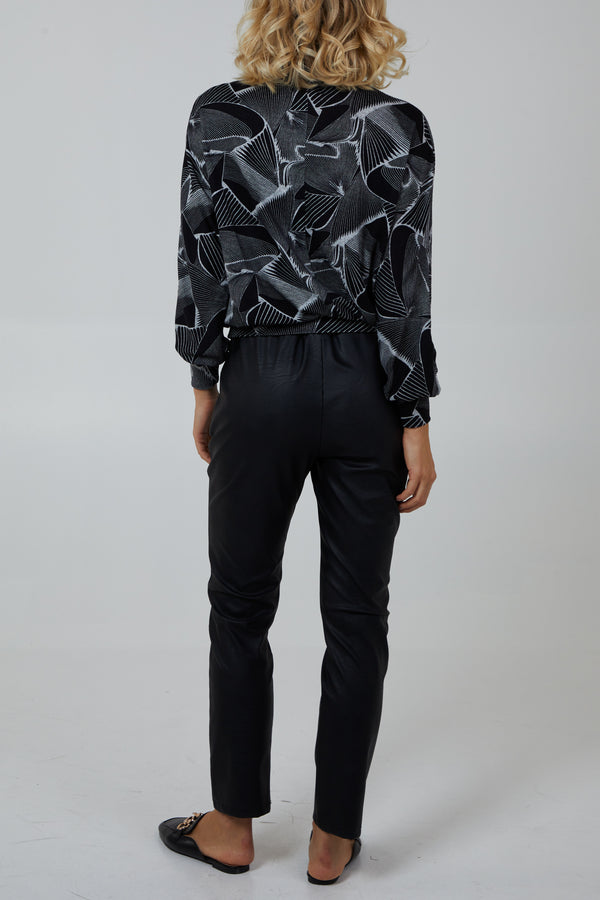 Qed London Roll Neck Keyhole Batwing Top