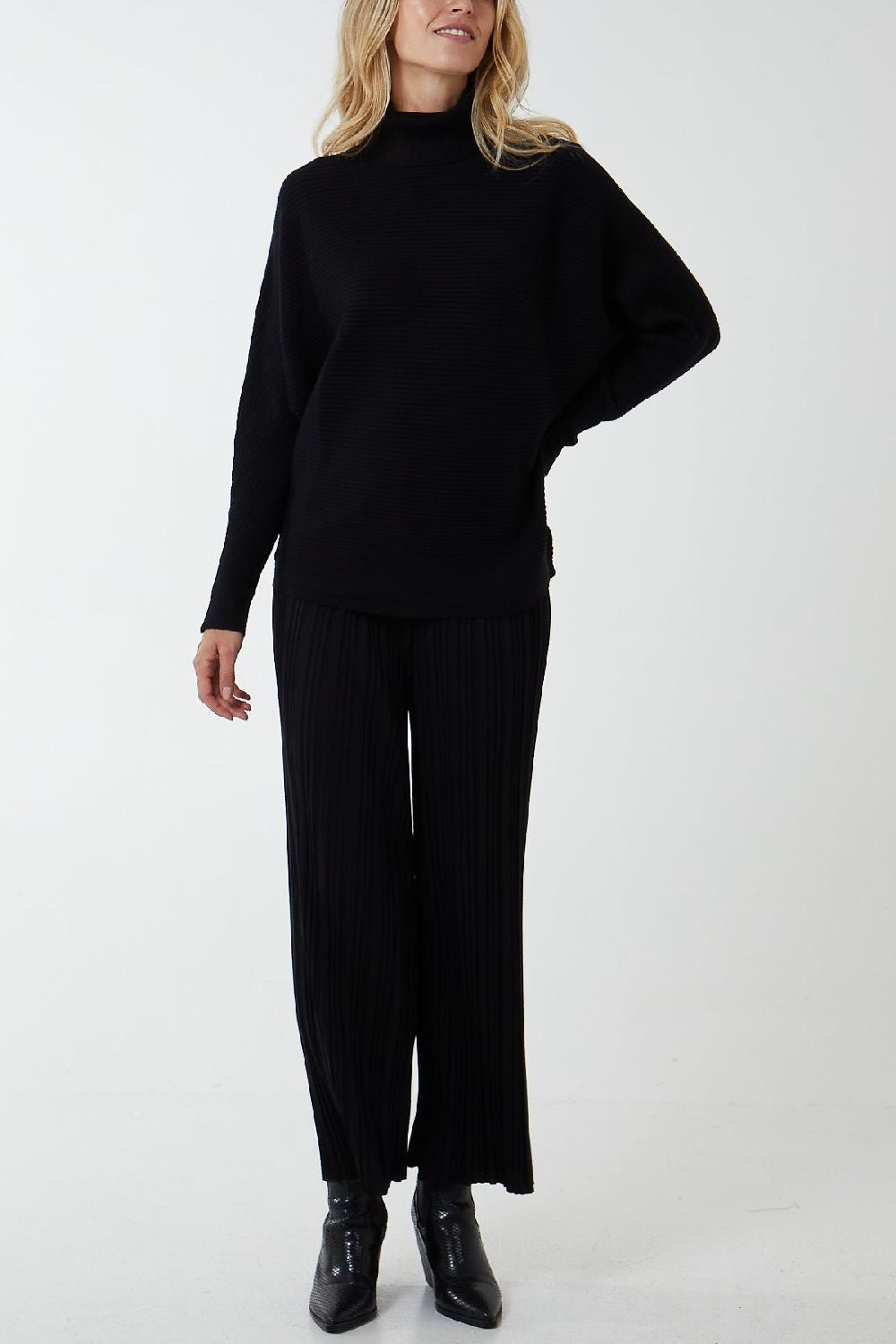 Qed London Roll Neck Ribbed Batwing Jumper