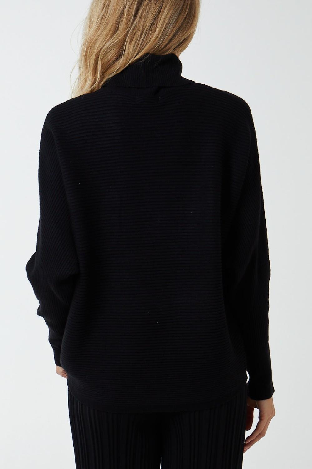 Qed London Roll Neck Ribbed Batwing Jumper