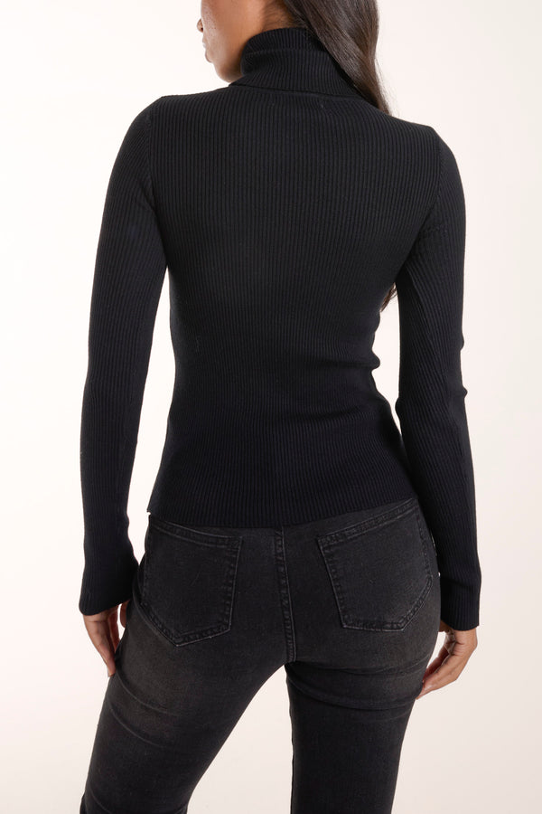 Qed London Roll Neck Ribbed Jumper