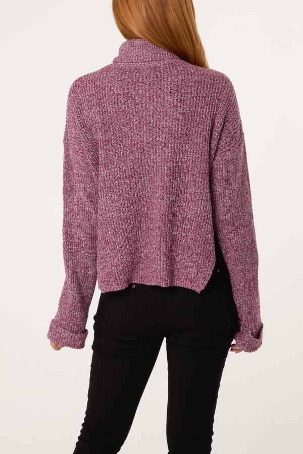 Qed London Roll Neck Speckled Knit Jumper