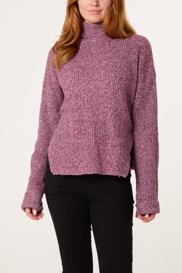 qed london Roll Neck Speckled Knit Jumper
