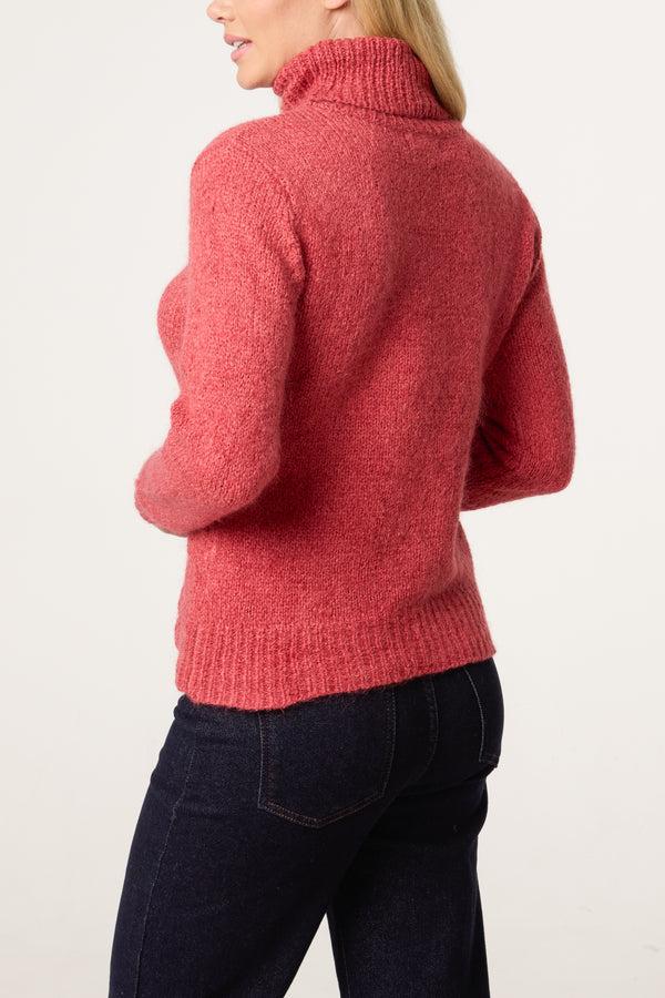 Qed London Roll Neck Thick Knit Jumper