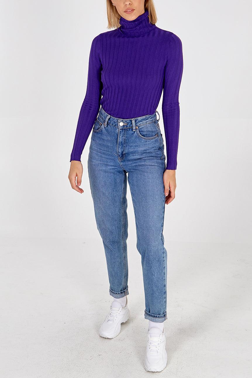 Qed London Roll Neck Wide Rib Jumper