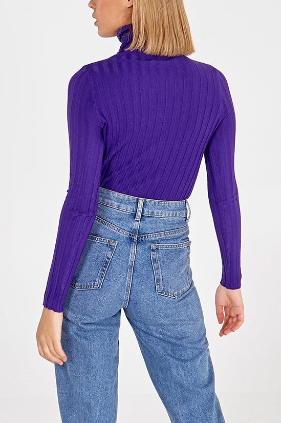 Qed London Roll Neck Wide Rib Jumper