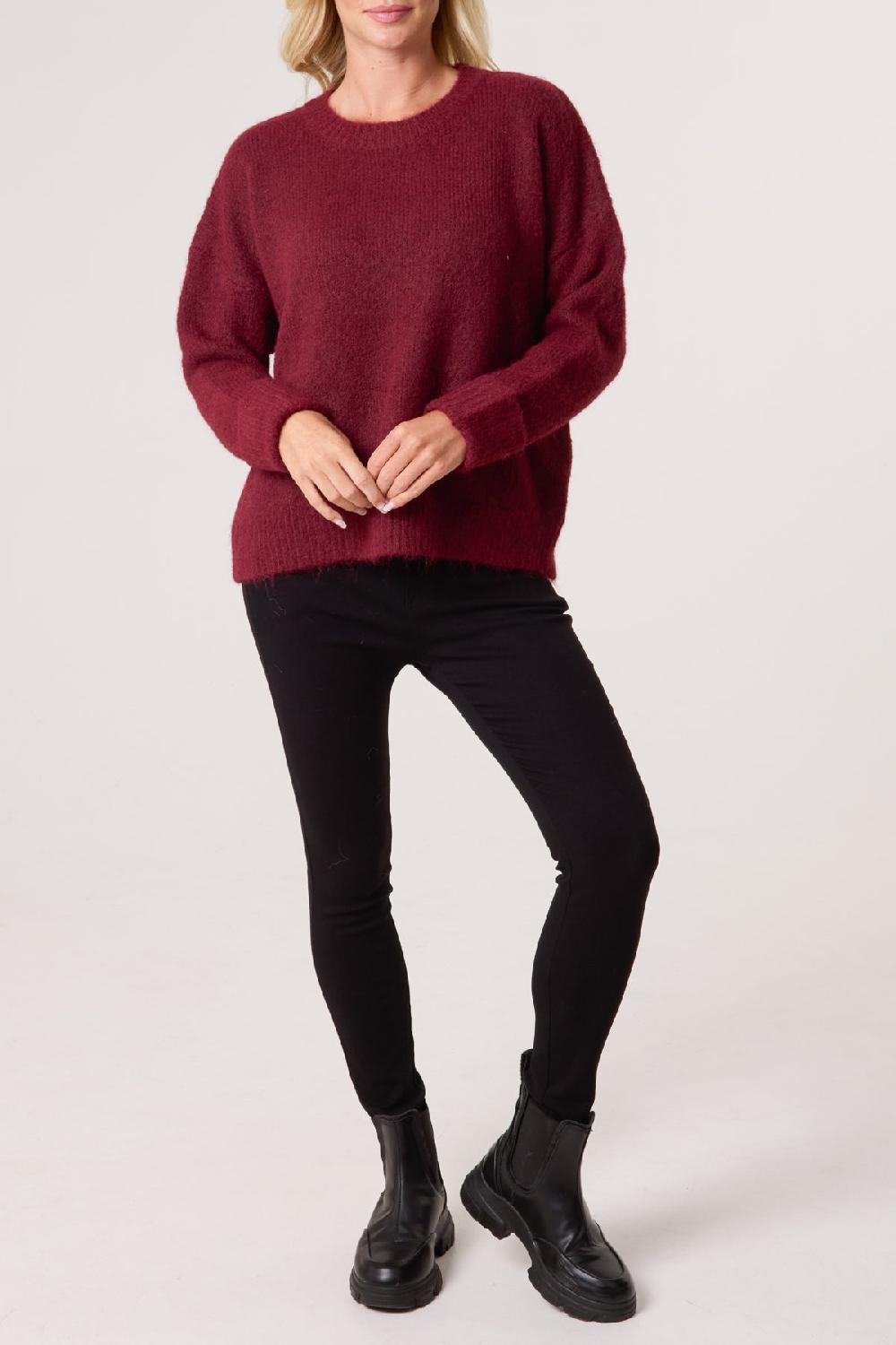 Qed London Roll Sleeve Crew Neck Knit Jumper