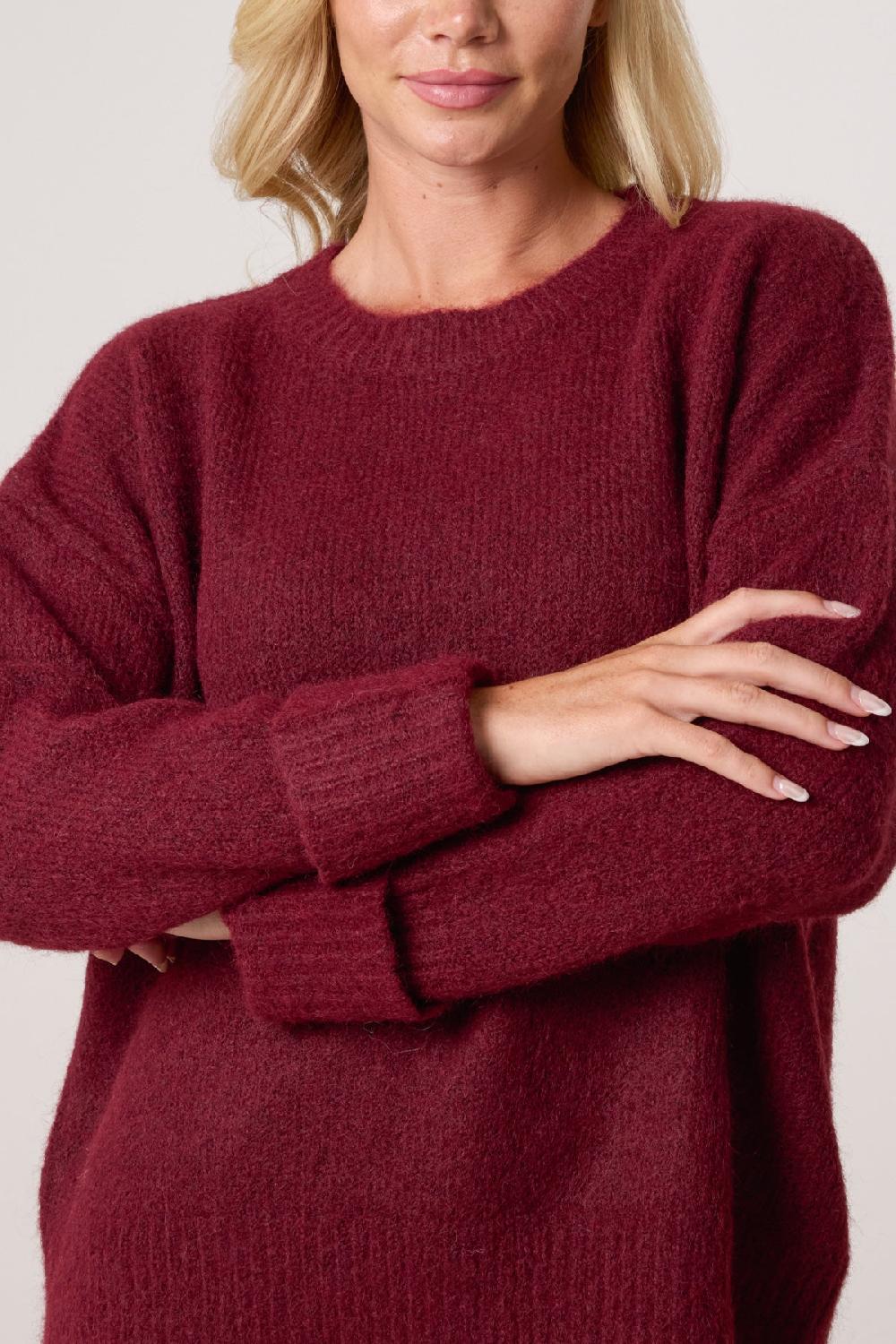 Qed London Roll Sleeve Crew Neck Knit Jumper