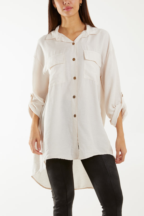 Qed London Roll Sleeve Utility Shirt