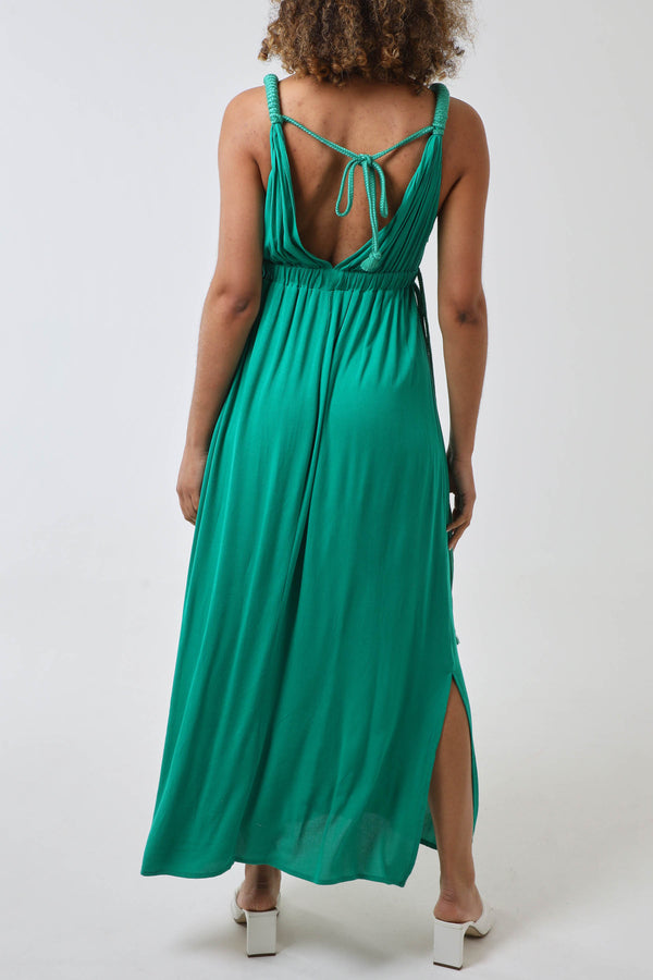Qed London Rope Detail Plunge Maxi Dress