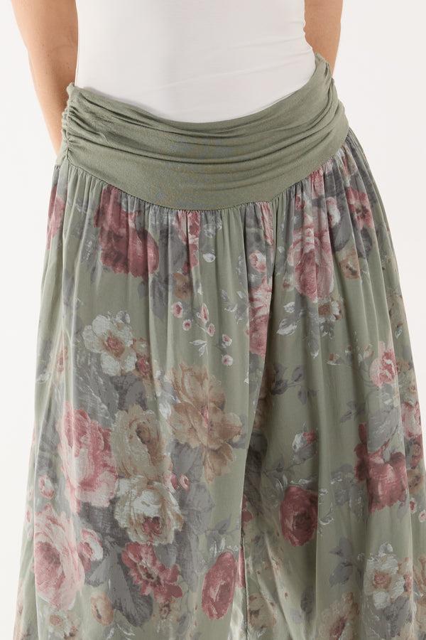 Qed London Roses Contrast Waist Harem Trousers