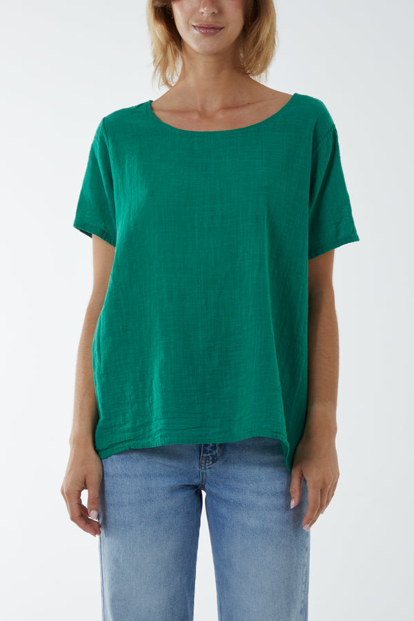 Qed London Round Neck Button Back Top