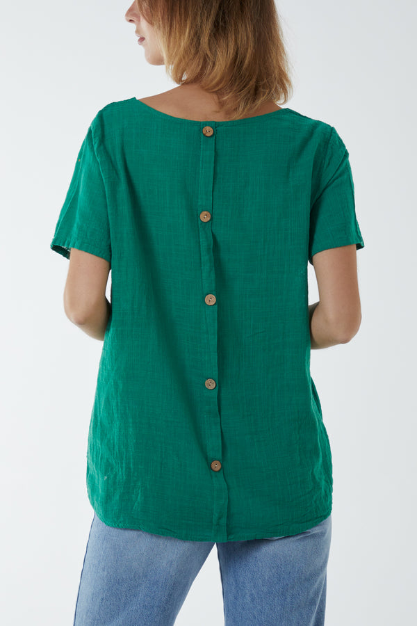 Qed London Round Neck Button Back Top