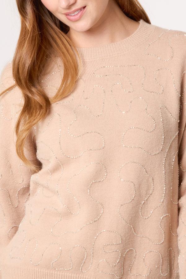 Qed London Round Neck Embellished Jumper