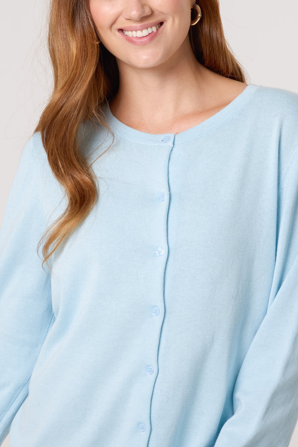 Qed London Round Neck Fine Knit Cardigan