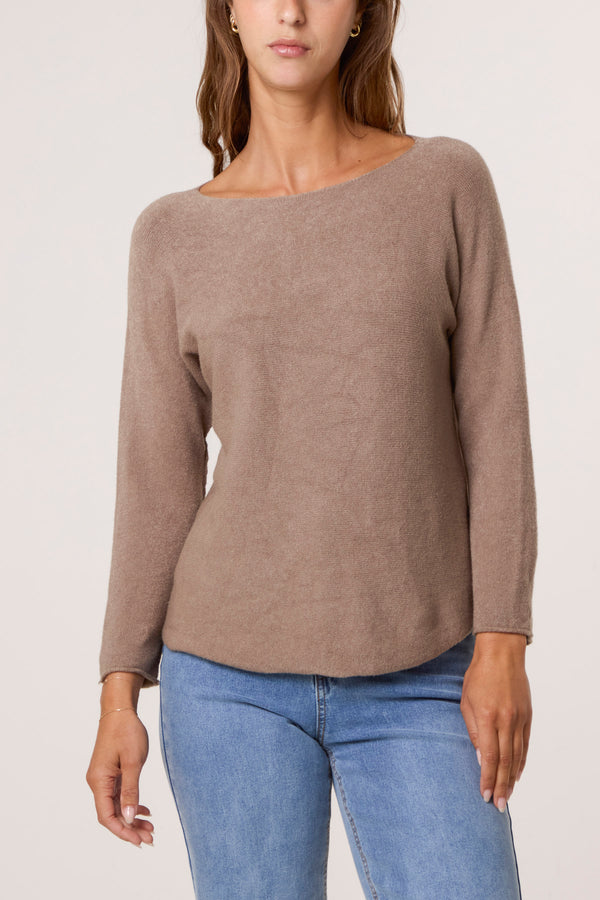 qed london Round Neck Fine Knit Jumper