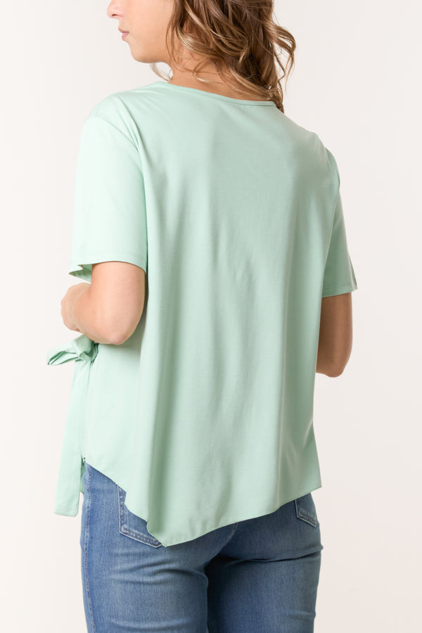 Qed London Round Neck Front Tie Top