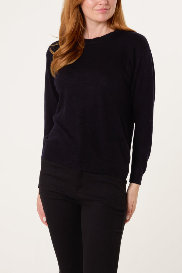 qed london Round Neck Knit Jumper