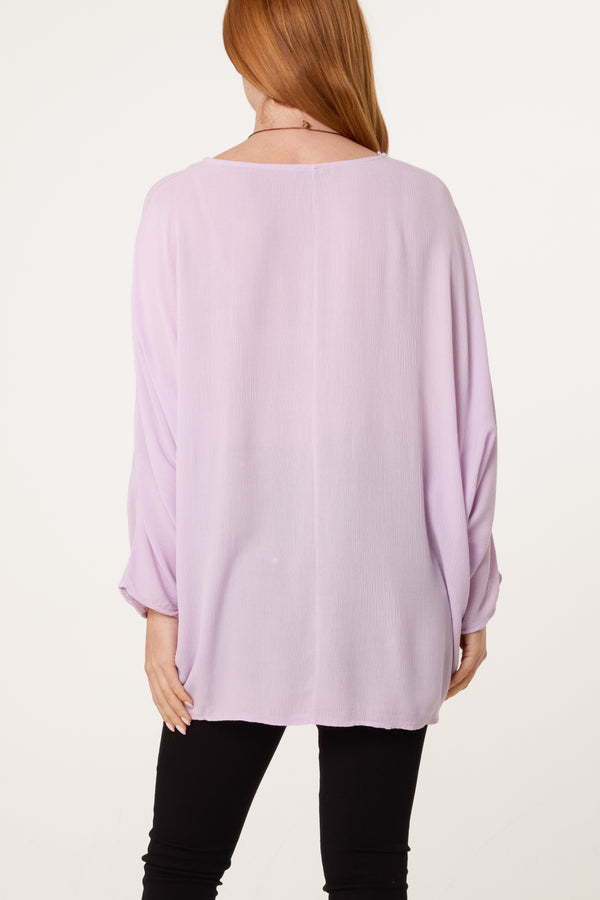 Qed London Round Neck Oversized Blouse