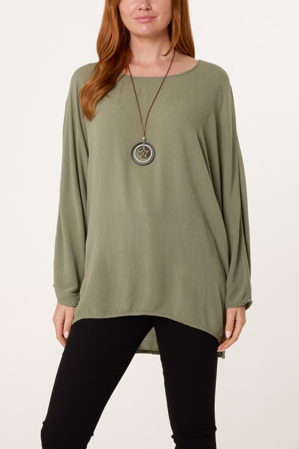 Qed London Round Neck Oversized Blouse