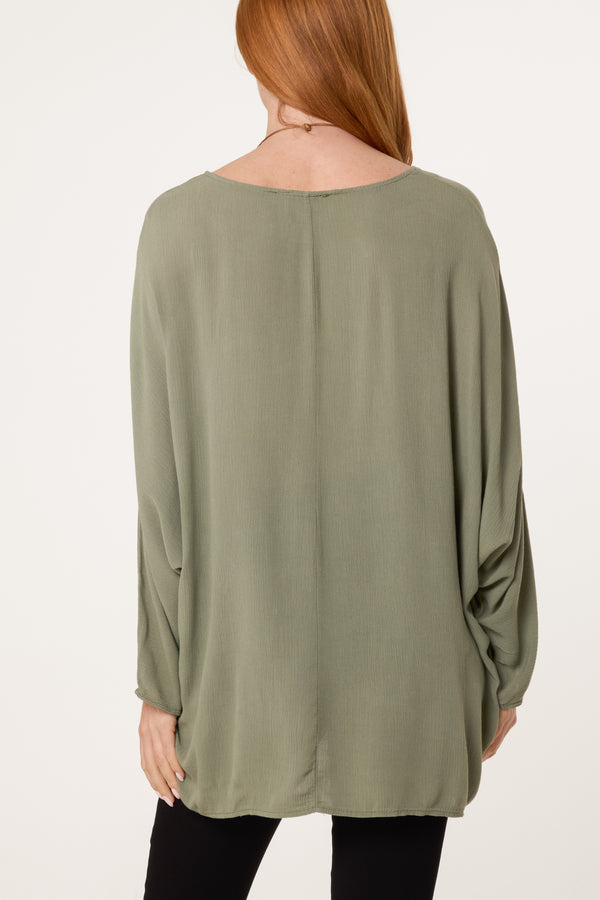 Qed London Round Neck Oversized Blouse