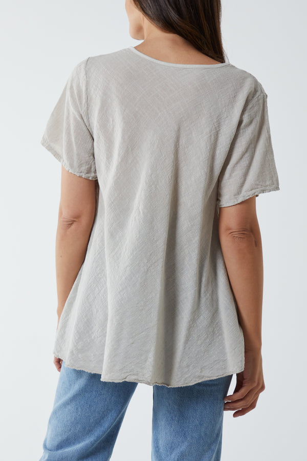 Qed London Round Neck Short Sleeve Cotton T-Shirt