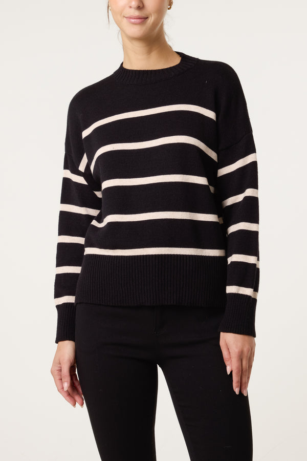 Qed London Round Neck Stripe Jumper