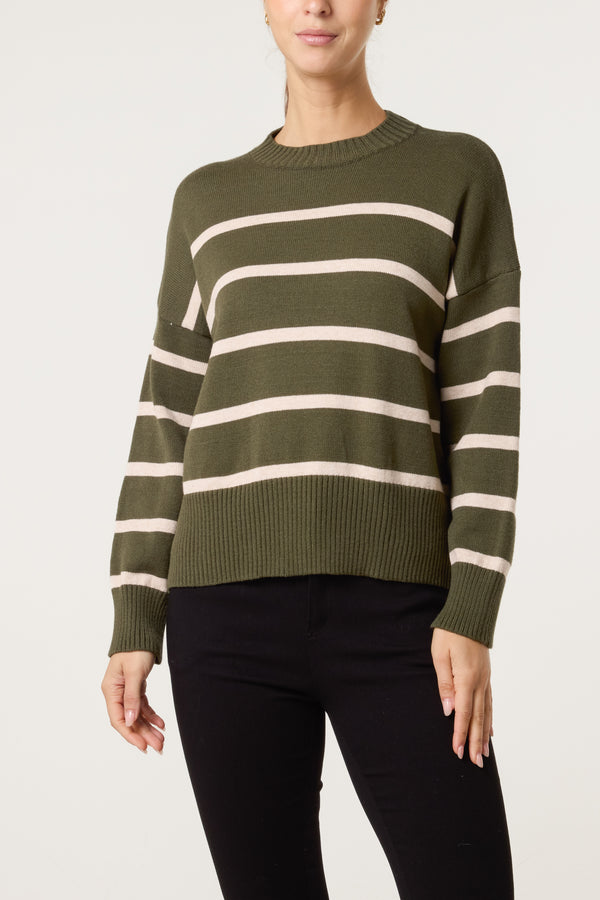 qed london Round Neck Stripe Jumper