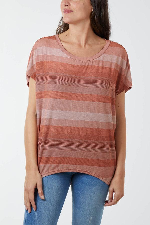 qed london Round Neck Stripe T-Shirt