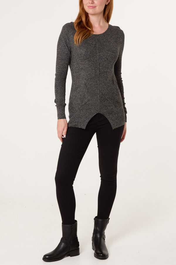 Qed London Round Split Hem Fine Knit Jumper