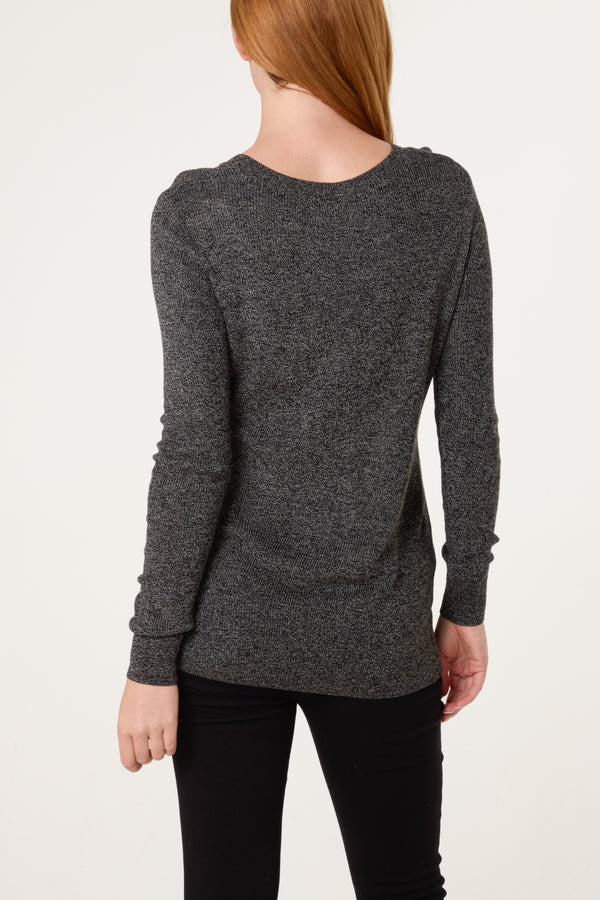 Qed London Round Split Hem Fine Knit Jumper
