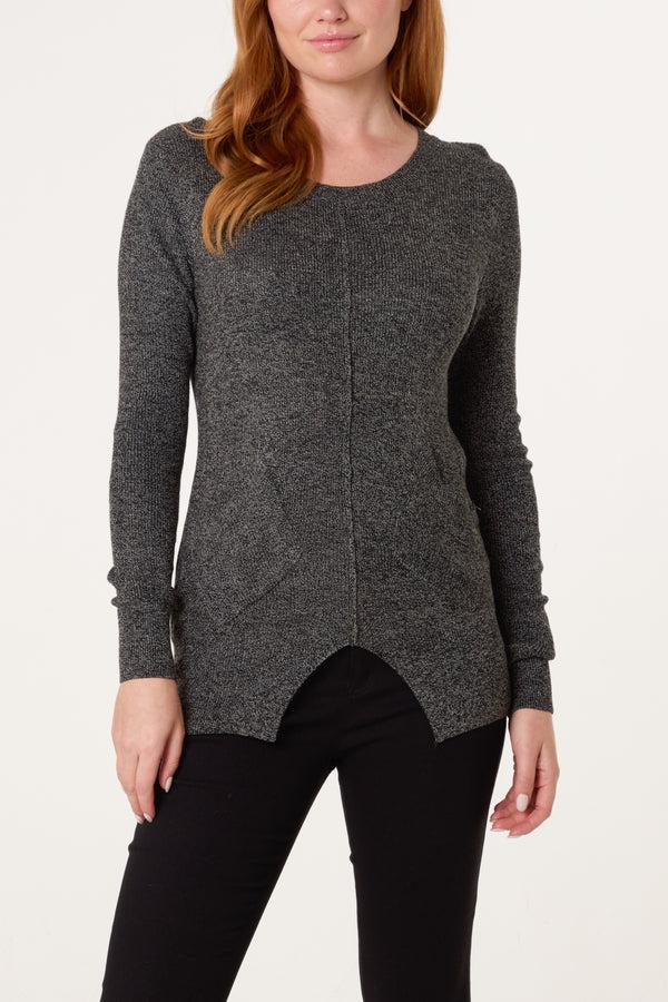 qed london Round Split Hem Fine Knit Jumper