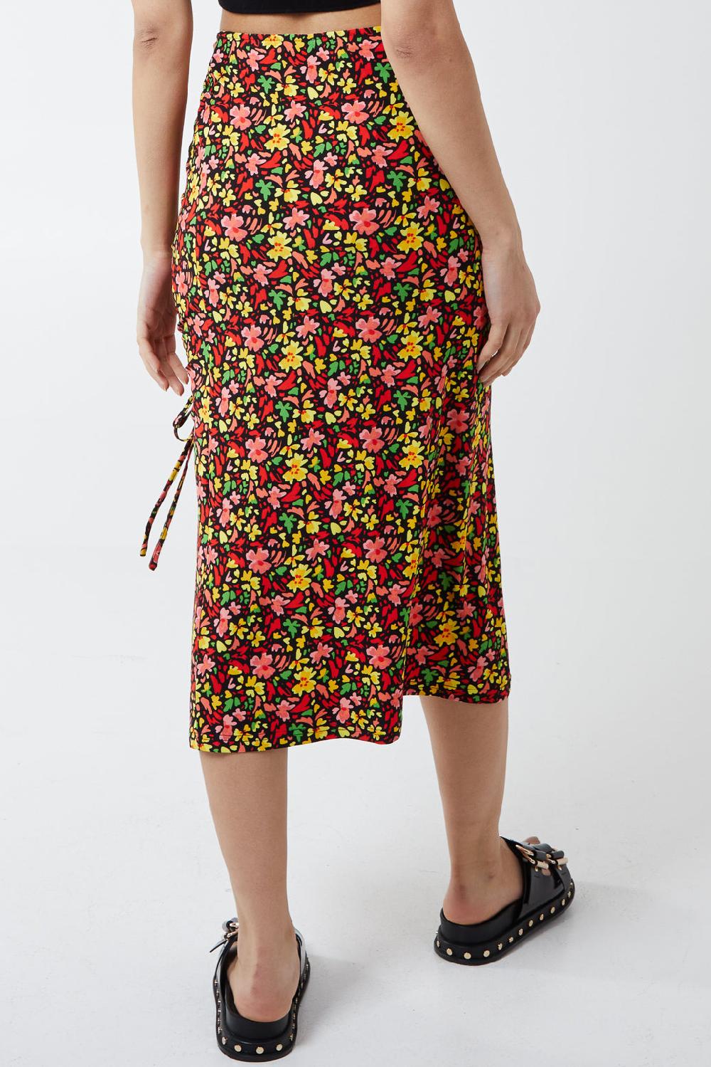 Qed London Ruched Front Midi Skirt