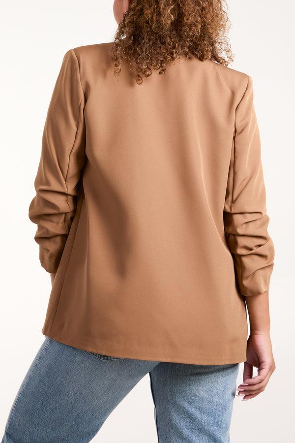 Qed London Ruched Sleeve Blazer