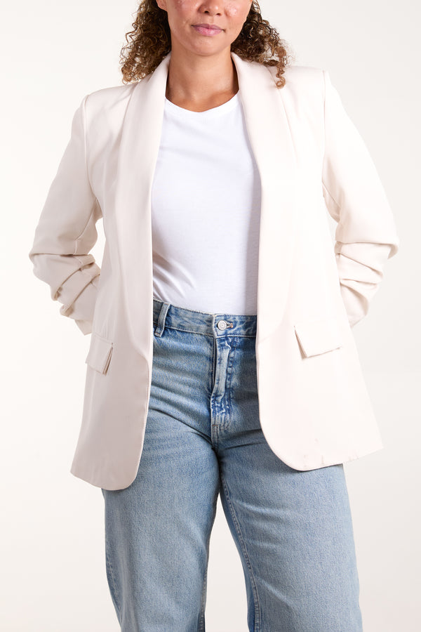 Qed London Ruched Sleeve Blazer