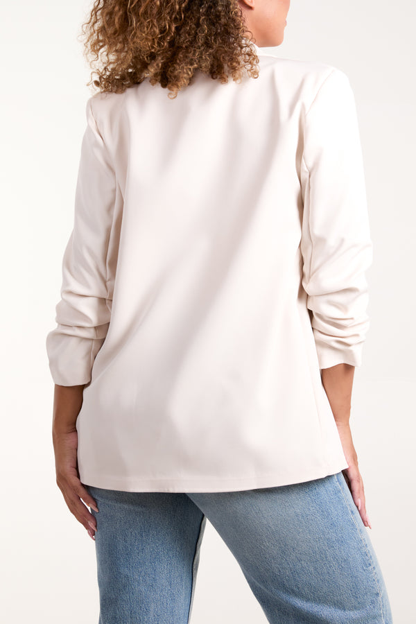 Qed London Ruched Sleeve Blazer