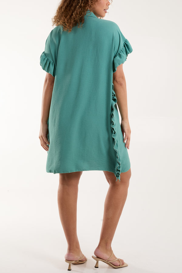 Qed London Ruffle Frill Longline Blouse