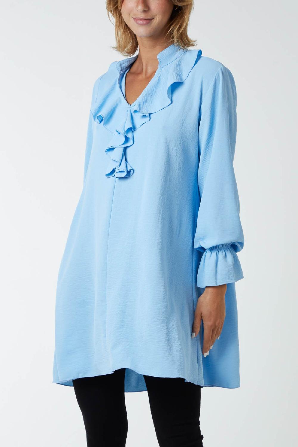 Qed London Ruffle Neck Tunic Dress