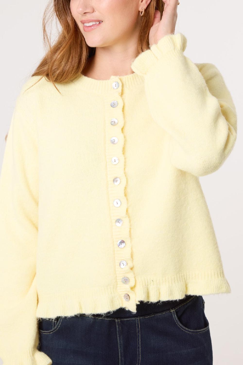 Qed London Ruffle Trim Knit Cardigan