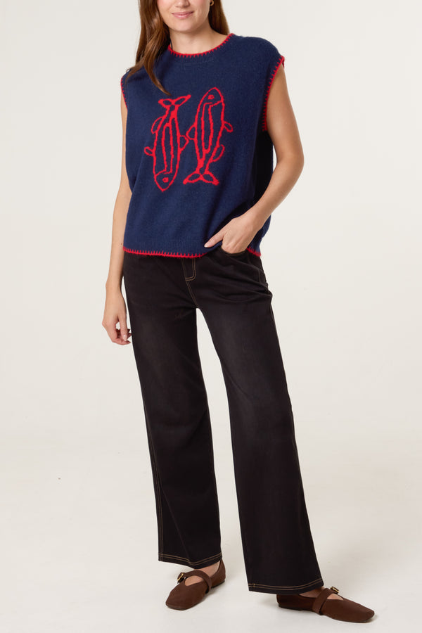 Qed London Sardines Stitch Hem Knit Vest